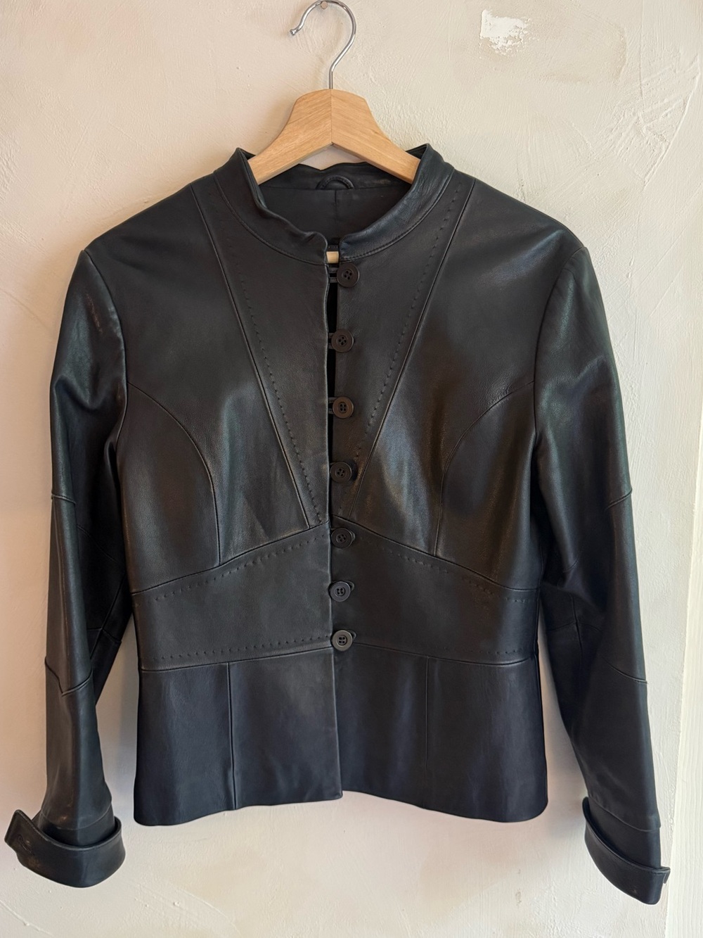 Gorman | Leather Button-Up Jacket | Women's Size S | Structured Panel Design